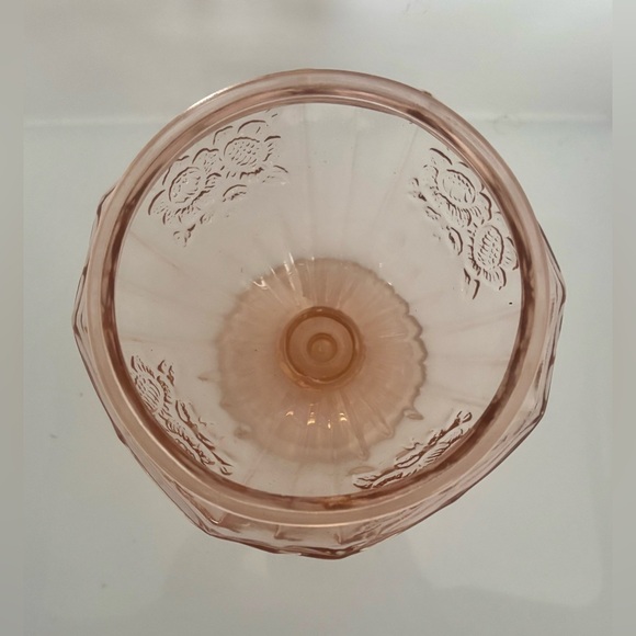 Vtg Anchor Hocking Mayfair Open Rose Pink Depression Glass Pedestal Candy Dish - Picture 3 of 4
